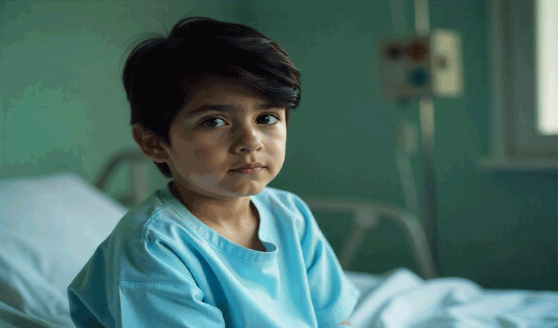 محمد(5)نه&zwnj;ساله به دلیل آبله مرغان بستری شده است.