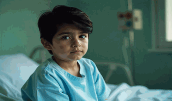 محمد(5)نه&zwnj;ساله به دلیل آبله مرغان بستری شده است.