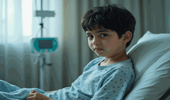 صادق(2)نه&zwnj;ساله&nbsp;به دلیل کم خونی بستری شده است.