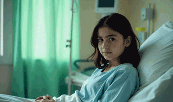 ندا شانزده&zwnj;ساله به دلیل عمل لوزه بستری شده است.