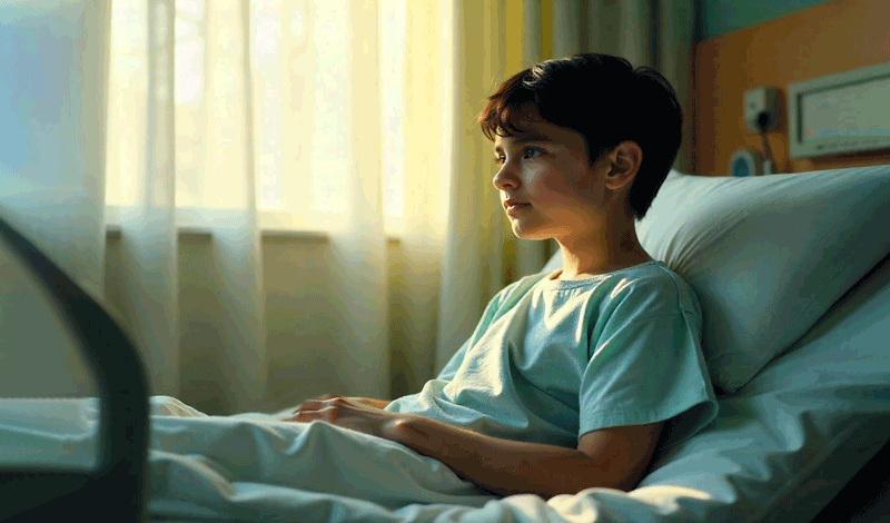 برهان(1)نه&zwnj;ساله به دلیل عمل لوزه بستری شده است.