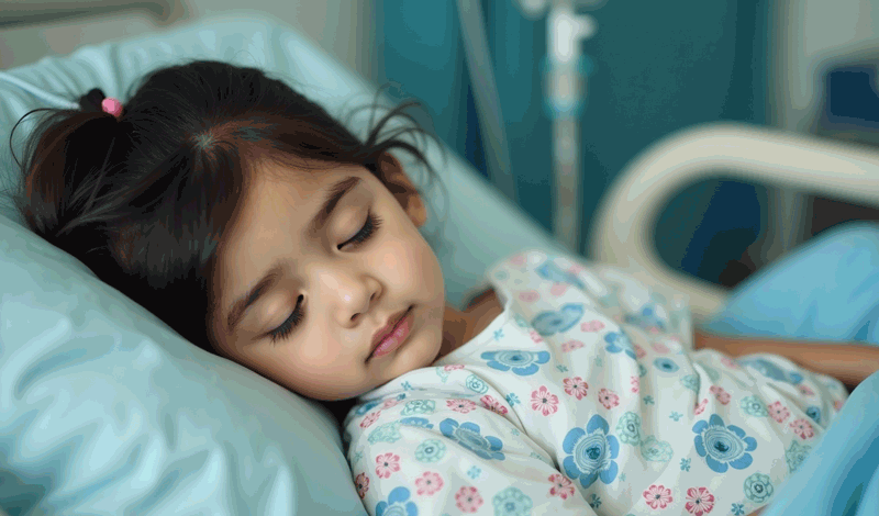 آیسان چهارساله به دلیل تب بستری شده است.