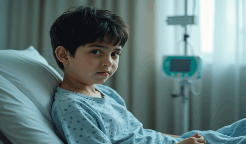 ایلیا(2)یازده&zwnj;ساله&nbsp;به دلیل&nbsp;دل درد بستری شده است.