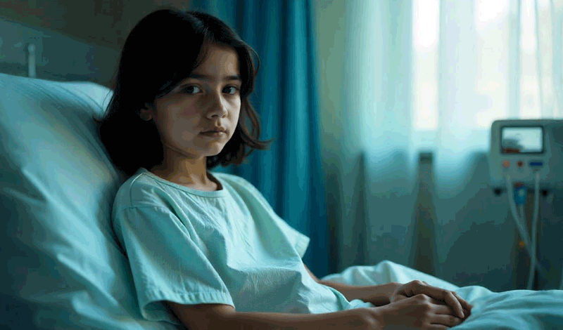 مهشید(5)دوازده&zwnj;ساله به دلیل&nbsp;دیابت بستری شده است.